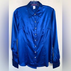 NWOT MOJO U.S.A. Silky Satin Button Down Dress Shirt